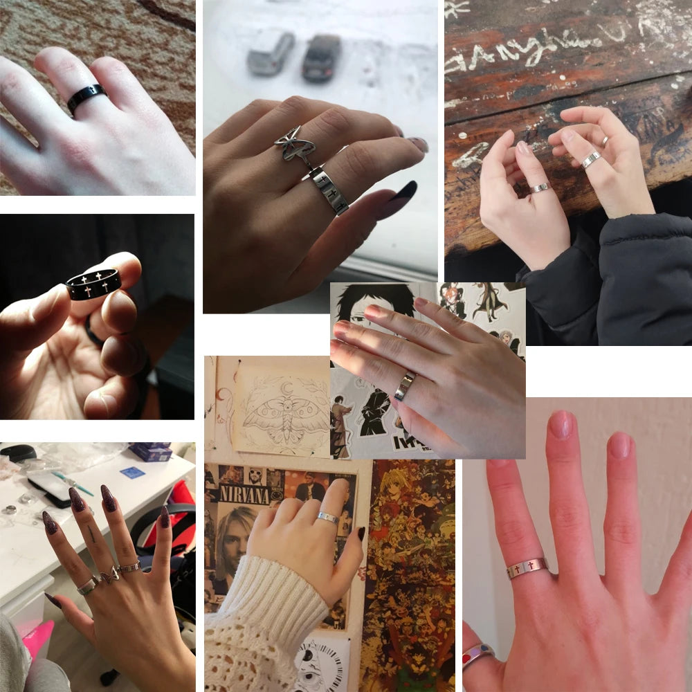 Gothic Cross Couple Rings