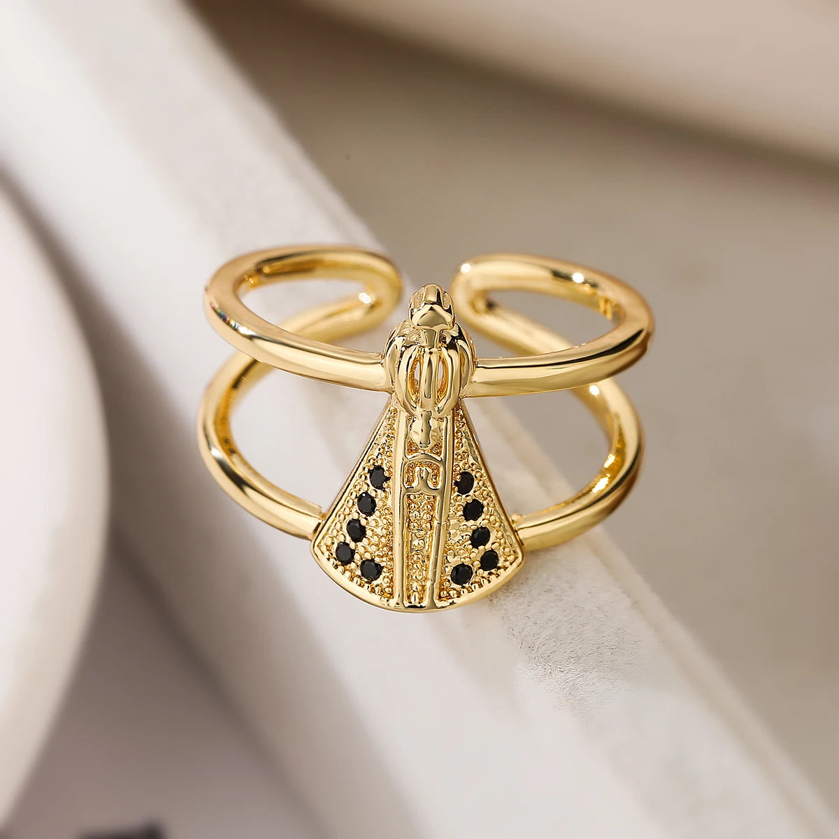 Vintage Virgin Mary Cubic Zirconia Adjustable Band Ring