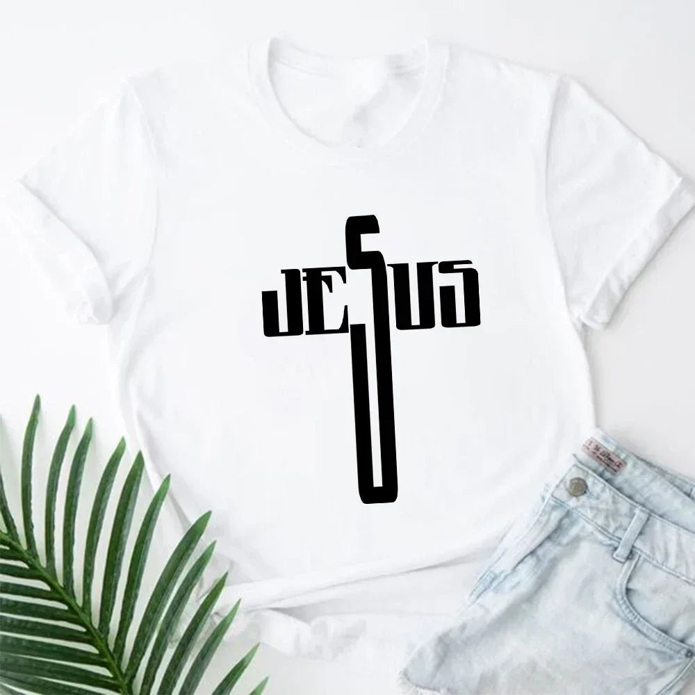Jesus Is King Letter Print Women T-Shirt