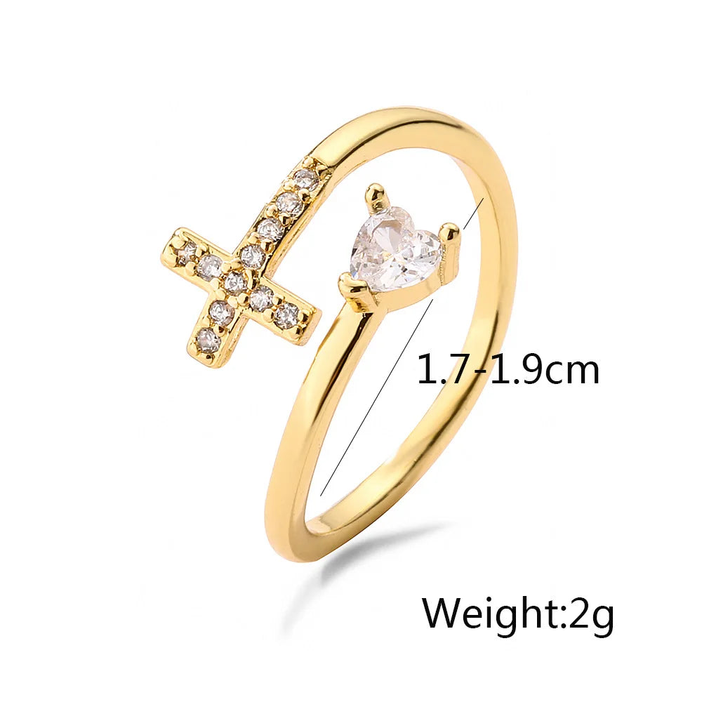 Fashion Clear Shiny CZ Zircon Cross Evil Eye Ring
