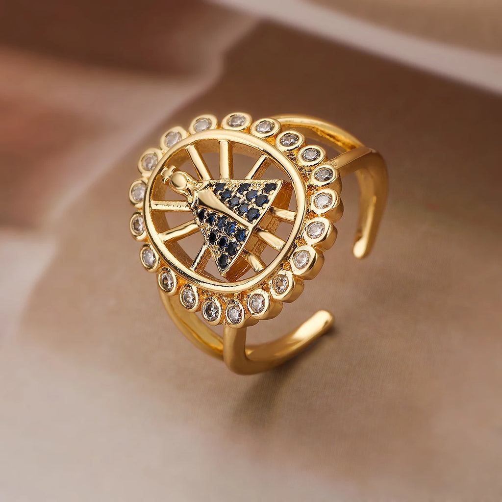Vintage Virgin Mary Cubic Zirconia Adjustable Band Ring