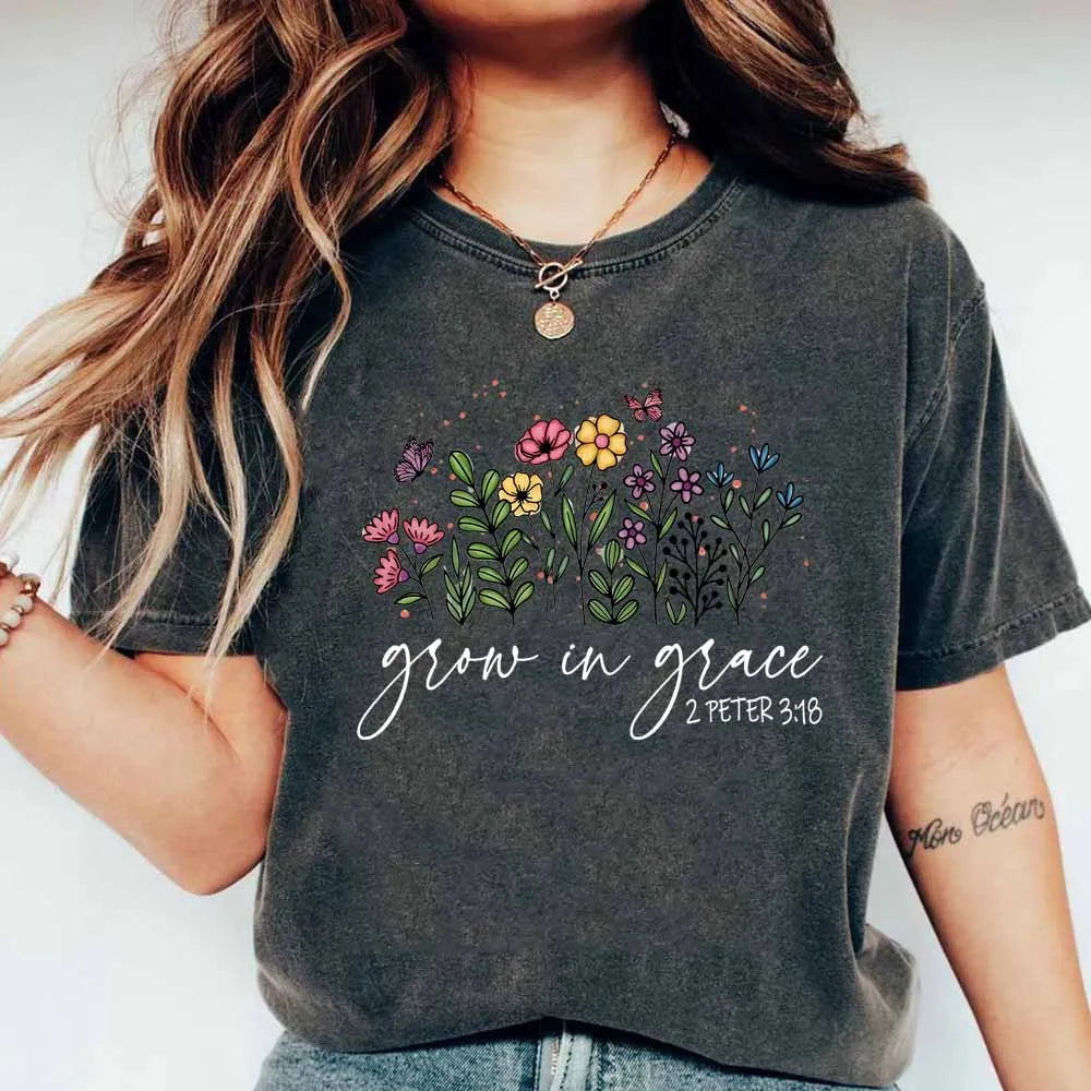 Grow in Grace 2 Peter 3:18 Bible Verse Shirt