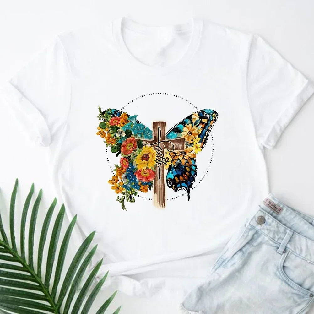 Jesus Is King Letter Print Women T-Shirt