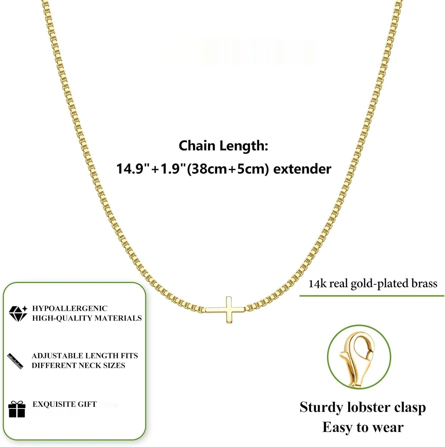 Women 14K Gold Plated Small Cross Pendant Choker