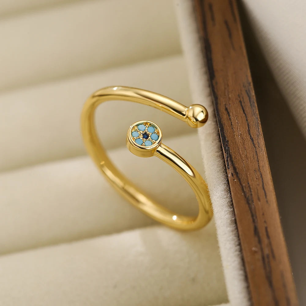 Fashion Clear Shiny CZ Zircon Cross Evil Eye Ring