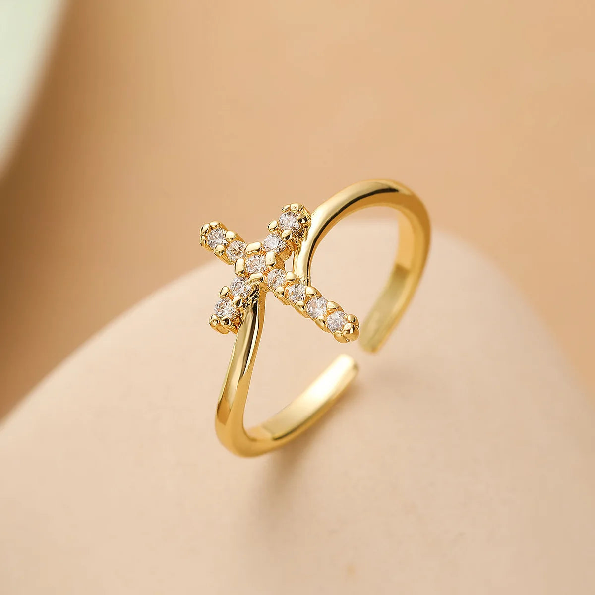 Fashion Clear Shiny CZ Zircon Cross Evil Eye Ring