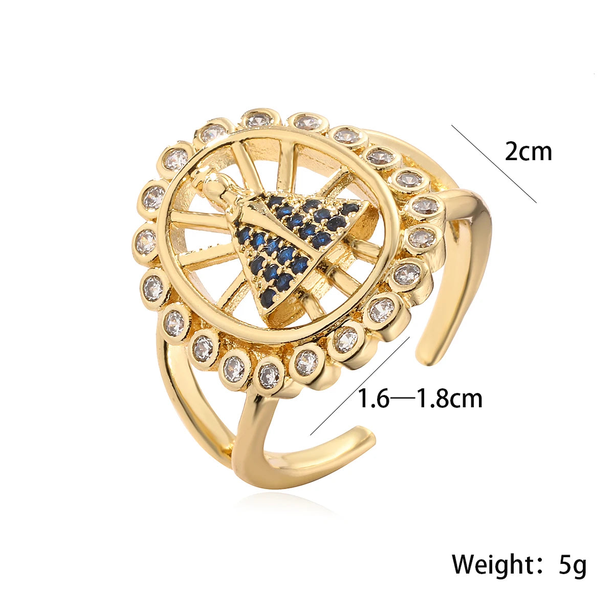 Vintage Virgin Mary Cubic Zirconia Adjustable Band Ring