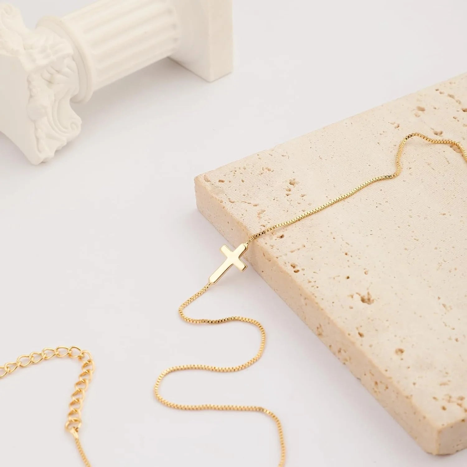 Women 14K Gold Plated Small Cross Pendant Choker