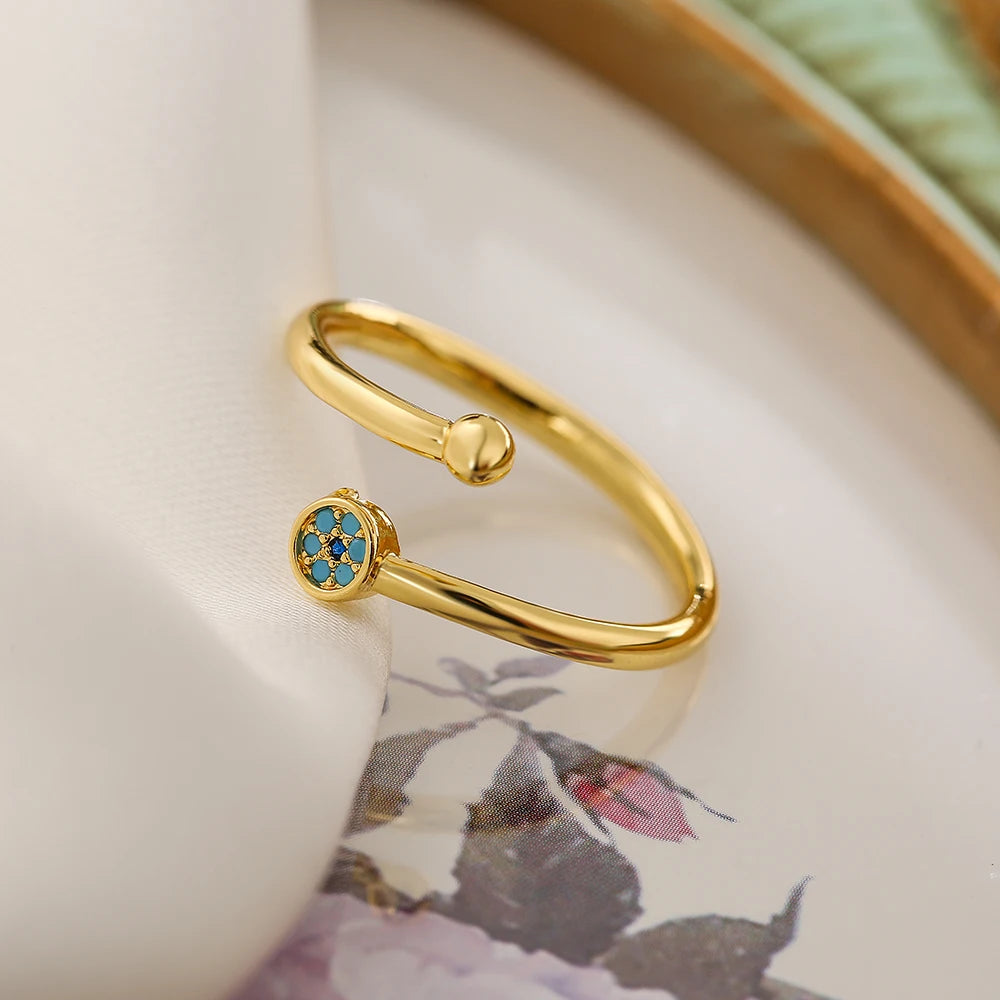 Fashion Clear Shiny CZ Zircon Cross Evil Eye Ring