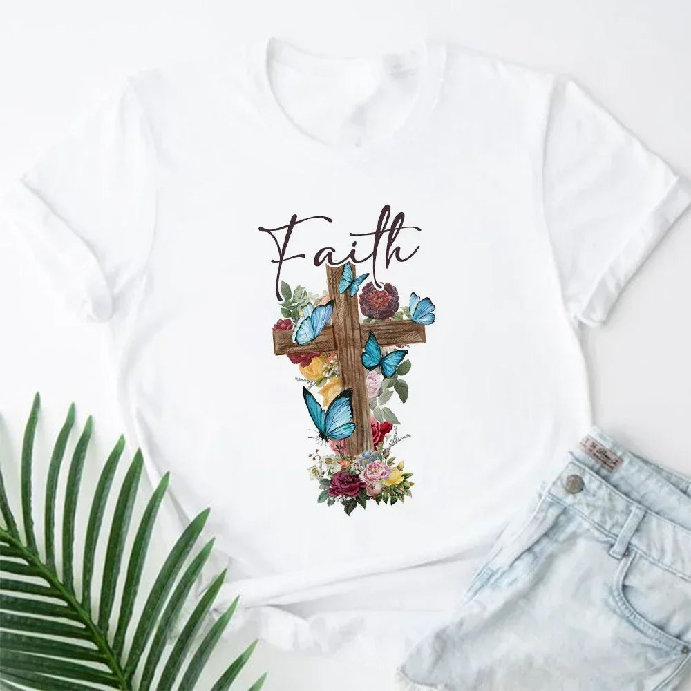 Jesus Is King Letter Print Women T-Shirt