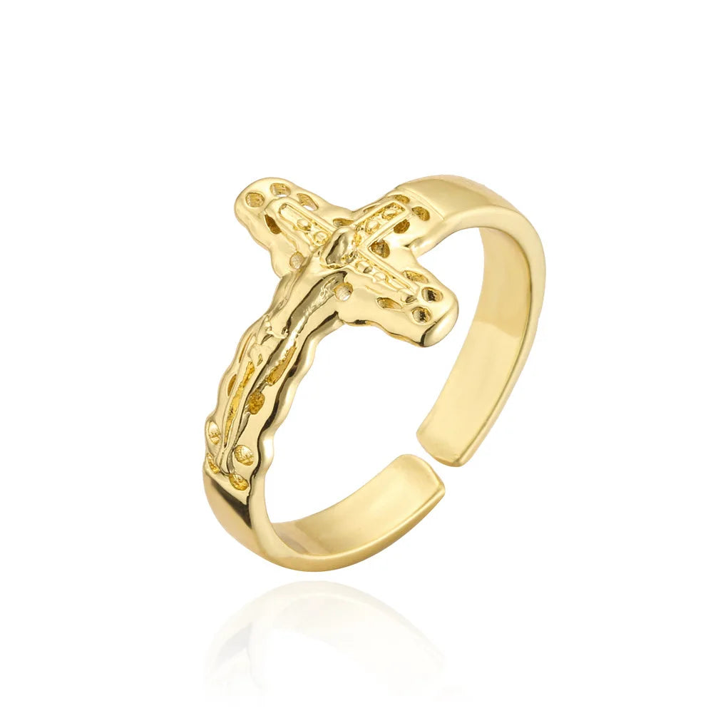Fashion Clear Shiny CZ Zircon Cross Evil Eye Ring
