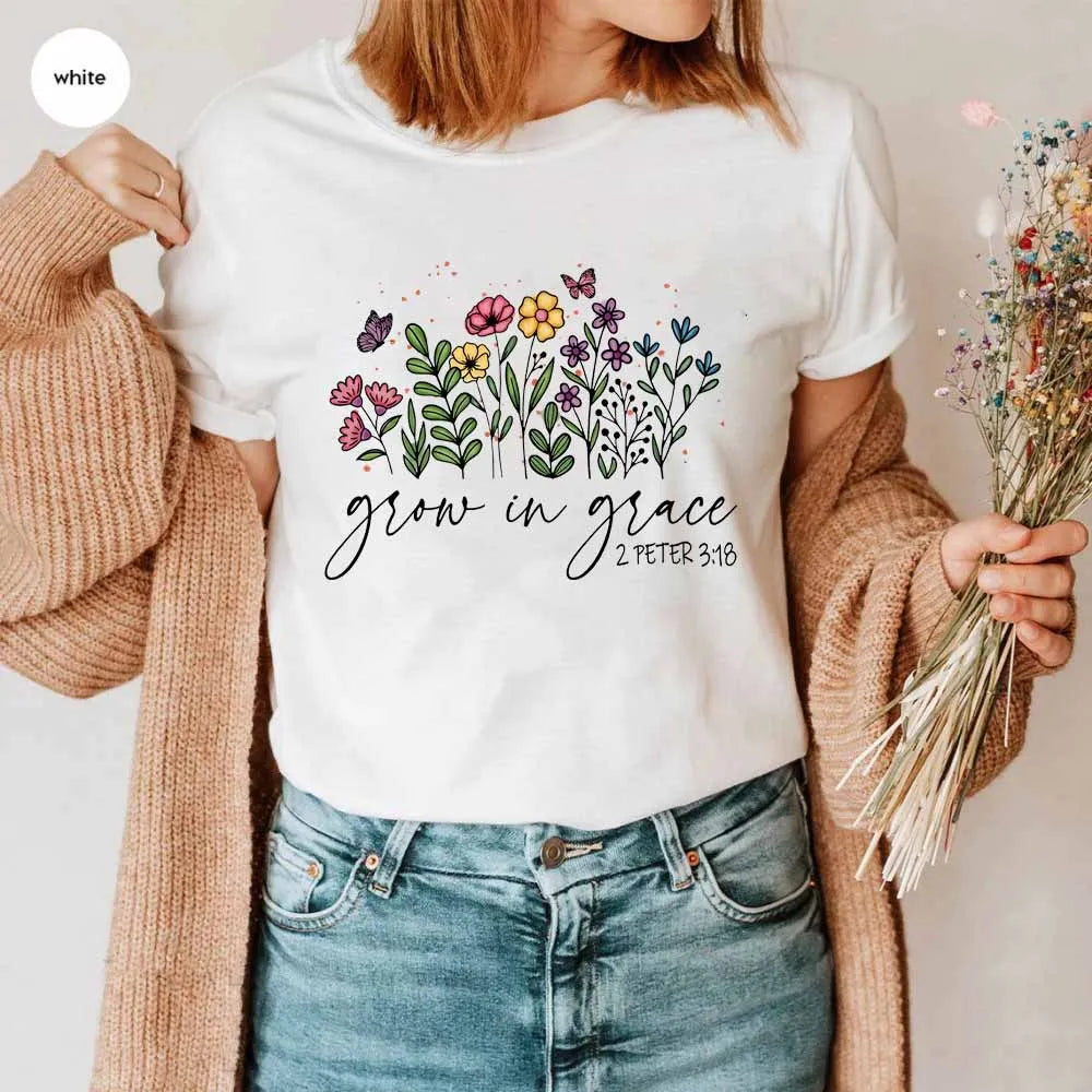 Grow in Grace 2 Peter 3:18 Bible Verse Shirt