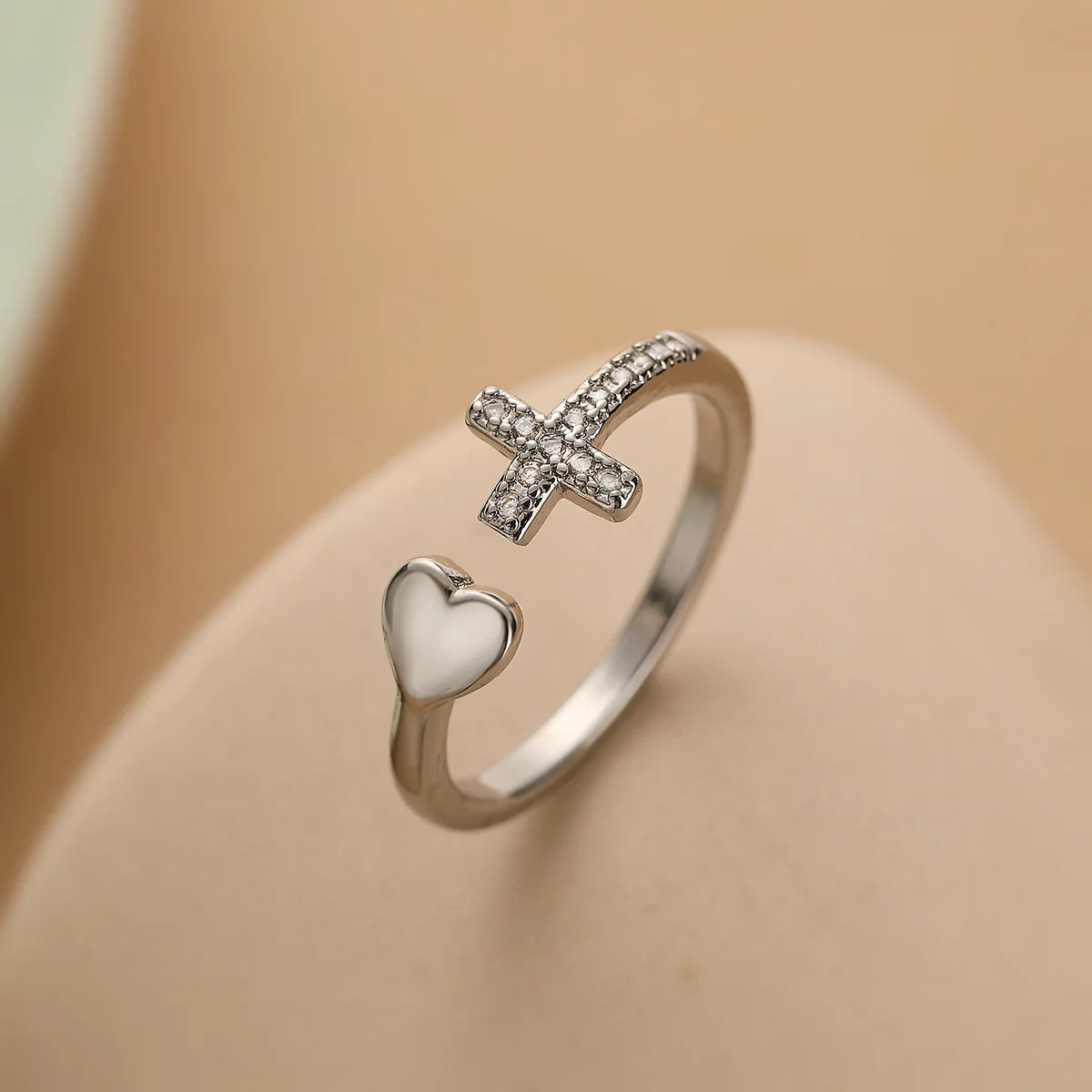 Fashion Clear Shiny CZ Zircon Cross Evil Eye Ring