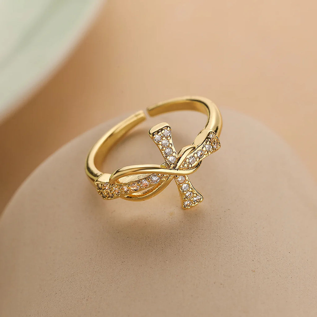 Fashion Clear Shiny CZ Zircon Cross Evil Eye Ring