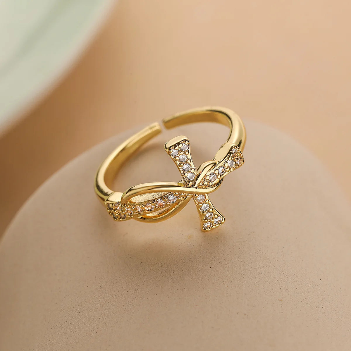 Fashion Clear Shiny CZ Zircon Cross Evil Eye Ring