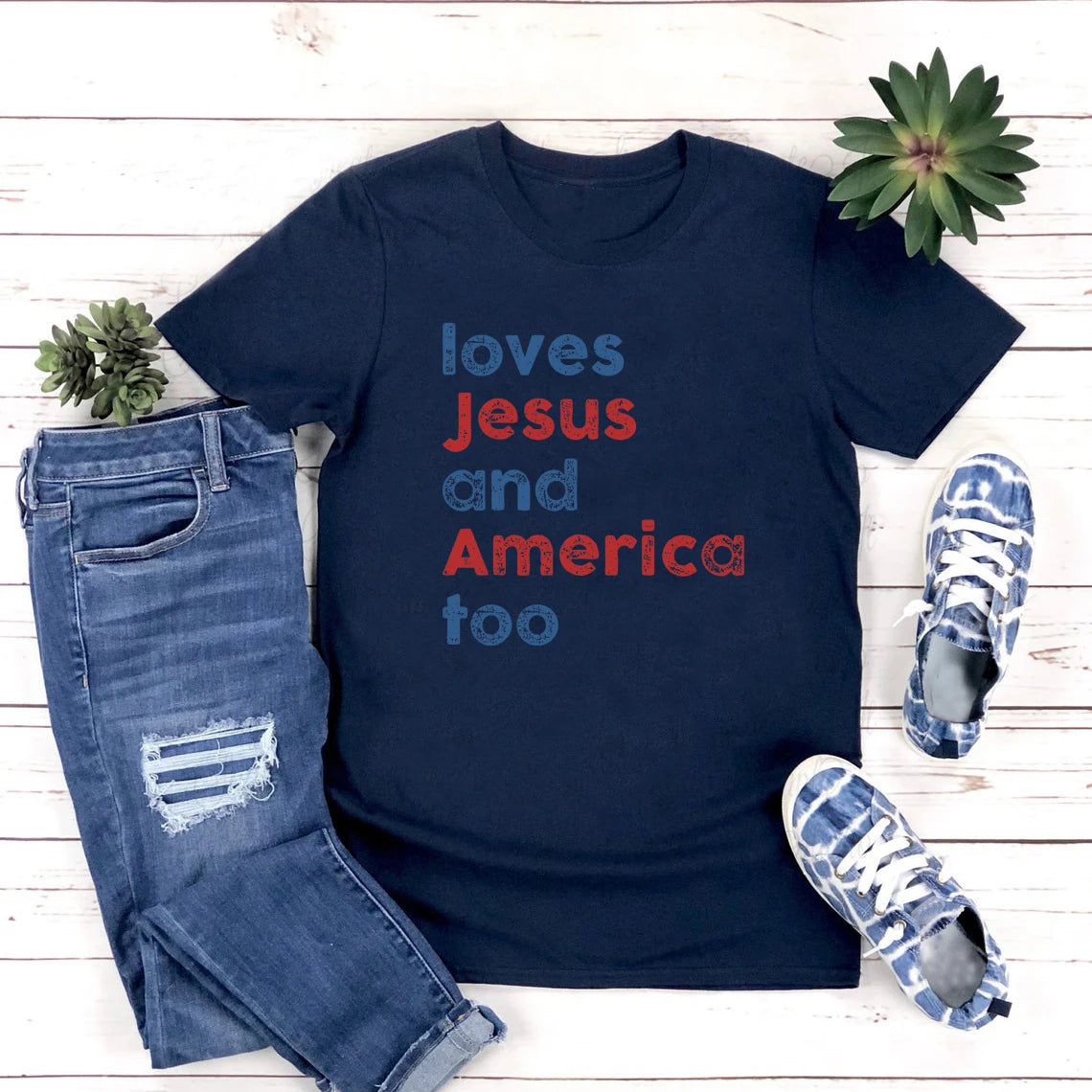 Loves Jesus & America Too T-Shirt