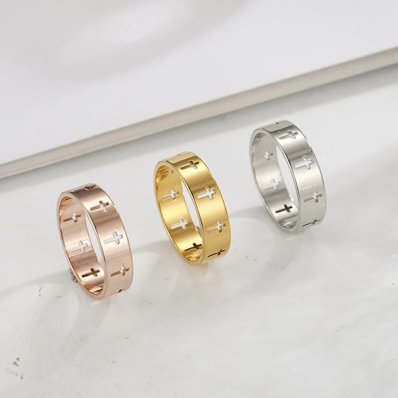 Gothic Cross Couple Rings