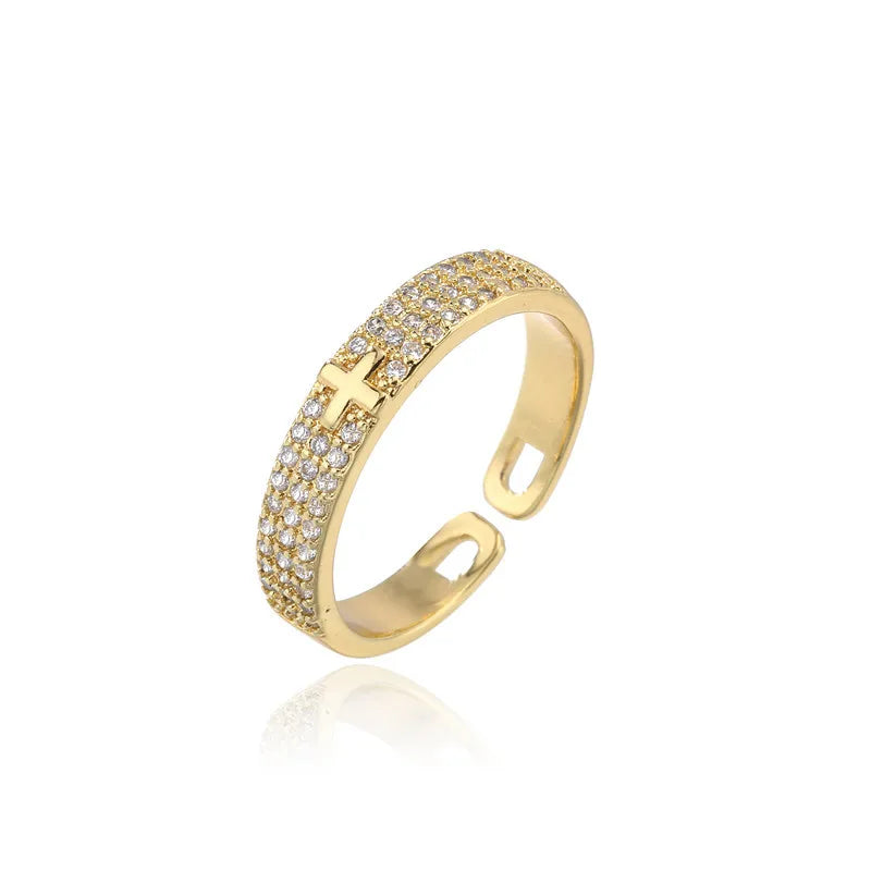 Fashion Clear Shiny CZ Zircon Cross Evil Eye Ring